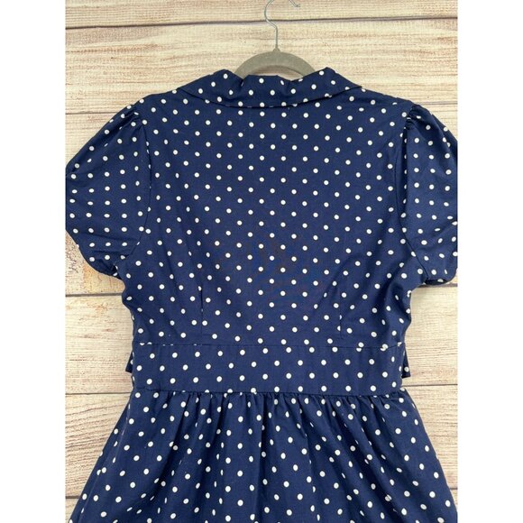 Modcloth Dark Blue Polka Dot Mini Dress - Picture 4 of 9